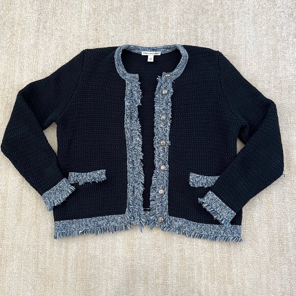 Autumn Cashmere Fringe Trimmed Cardigan Jacket size large - Picture 1 of 9